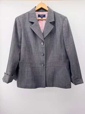 Coastal Cowgirl Suit Jacket Textured Gray Structured Blazer Western Chic Size 18